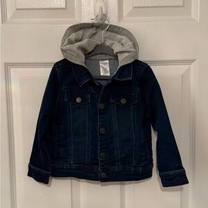 Kids Denim Jacket with Gray Hood and Jeans
